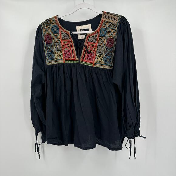 Johnny Was Biya Womens Embroidered Top Size S Boho Festival Artisan Peasant - Picture 1 of 7